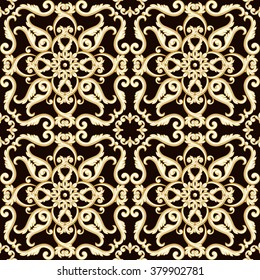 Abstract bright floral seamless pattern in brown color. Vector illustration.