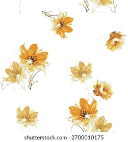 Abstract bright flower motif arrangement all- over textile design illustration digital image printing factory