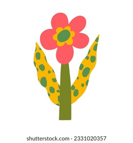 Abstract bright flower in scandinavian style, flat illustration.