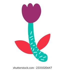 Abstract bright flower in scandinavian style, flat illustration.