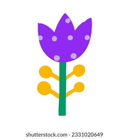 Abstract bright flower in scandinavian style, flat illustration.