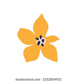 Abstract Bright Flower. Trendy Organic Floral Shape Print. Cute Kids Vector Illustration Isolated on White Background. Trendy Bold Naive Flower Icon for Social Media Design, Branding, Logo, Packaging.