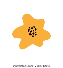 Abstract Bright Flower. Trendy Organic Floral Shape Print. Cute Kids Vector Illustration Isolated on White Background. Trendy Bold Naive Flower Icon for Social Media Design, Branding, Logo, Packaging.