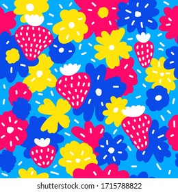 El fondo abstracto de las flores brillantes. Tapa de flor dibujada a mano para la tarjeta de cumpleaños, invitación a la fiesta de verano, venta de temporada, publicidad moderna de arte galar, fotos de pantalones o bolsos, etc. 