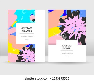 Abstract bright flowers poster template 