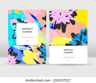 Abstract bright flowers. poster template 