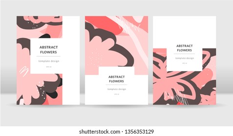 Abstract bright flowers poster template 