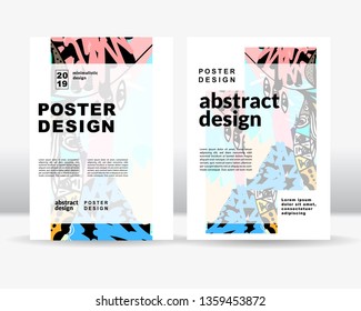 Abstract bright flowers poster template 