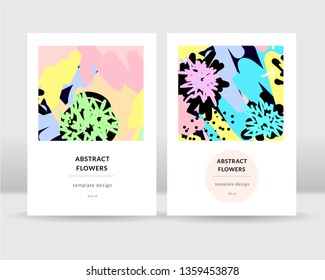 Abstract bright flowers poster template 