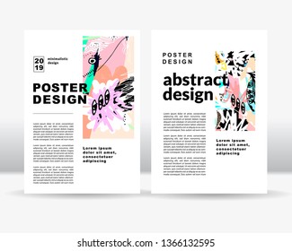 Abstract bright flowers poster template 