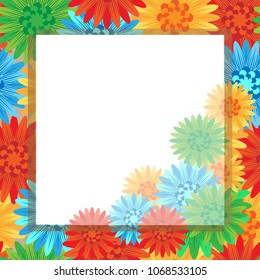 Abstract bright flowers. Seamless background pattern. For tiles and banners. Mockup for writing cards. Vector illustration.
