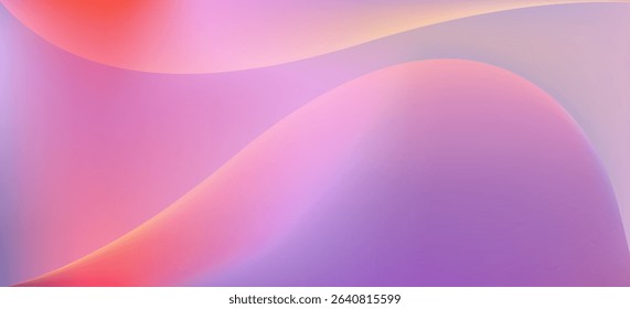 Abstract bright fluid light violet and reddish pink mesh gradient background with wavy shapes. Abstract lilac, purple and rose colors liquid digital watercolor for sunset sky design, banner, cover
