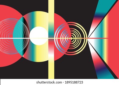 Abstract bright geometric background of various interesting objects and shapes. Design example abstraction of shape geometry
