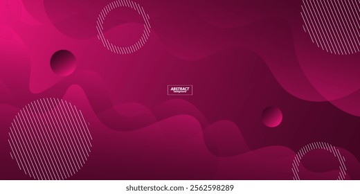 Abstract bright geometric purple wave 3D background. Wave color background with circle pattern design. Fluid shape composition. Vector eps10
