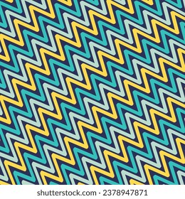 Abstract bright geometric zigzag yellow-blue background. Vector illustration	