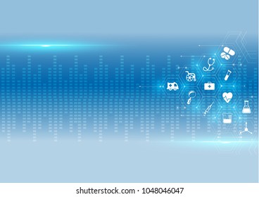 Abstract bright glitter blue background. 
health care icon pattern medical innovation concept design.Vector illustrations.