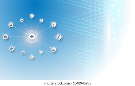 Abstract bright glitter blue background. 
health care icon pattern medical innovation concept design.Vector illustrations.