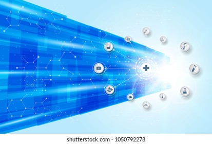 Abstract bright glitter blue background. 
health care icon pattern medical innovation concept design.Vector illustrations.