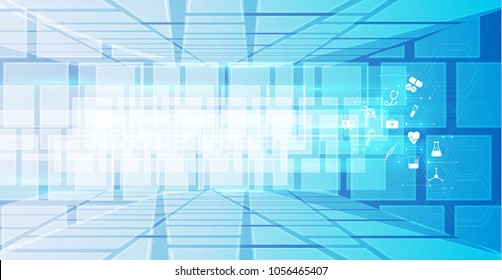 Abstract bright glitter blue background. health care icon pattern medical innovation concept design.Vector illustrations.