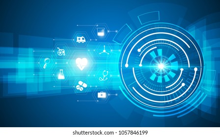 Abstract bright glitter blue background. health care icon pattern medical innovation concept design.Vector illustrations.