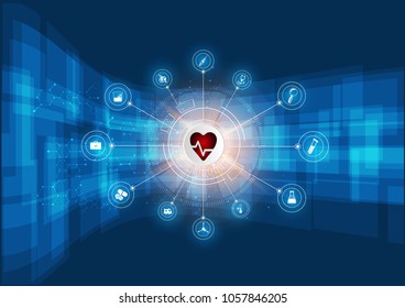 Abstract bright glitter blue background. health care icon pattern medical innovation concept design.Vector illustrations.