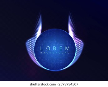 Abstract bright glowing effect with intersecting lines of fiery swirl wings on black background, with space for text or object. Vector