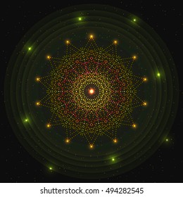 Abstract Bright Glowing Shimmering Warm Light Circle
