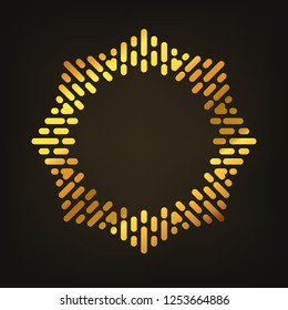Abstract bright gold circle. Vector illustration. Golden round frame