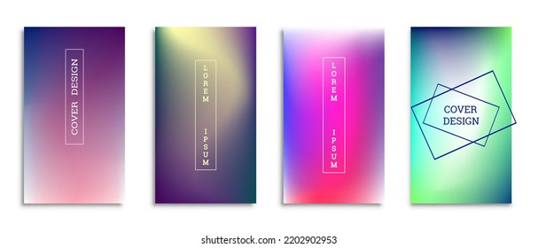 Abstract bright gradient background. Set of 4 backgrounds. Creative modern vector illustration. Holographic spectrum for coating.