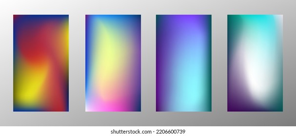Abstract bright gradient background. Set of 4 backgrounds. Creative modern vector illustration. Holographic spectrum for coating.