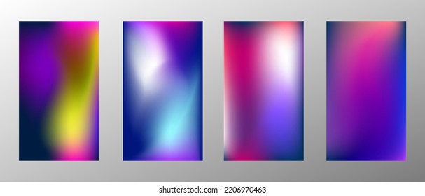 Abstract bright gradient background. Set of 4 backgrounds. Creative modern vector illustration. Holographic spectrum for coating.