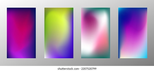 Abstract bright gradient background. Set of 4 backgrounds. Creative modern vector illustration. Holographic spectrum for coating.