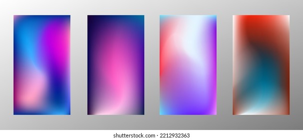 Abstract bright gradient background. Set of 4 backgrounds. Creative modern vector illustration. Holographic spectrum for coating.