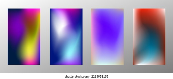 Abstract bright gradient background. Set of 4 backgrounds. Creative modern vector illustration. Holographic spectrum for coating.