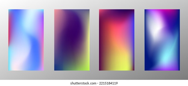 Abstract bright gradient background. Set of 4 backgrounds. Creative modern vector illustration. Holographic spectrum for coating.
