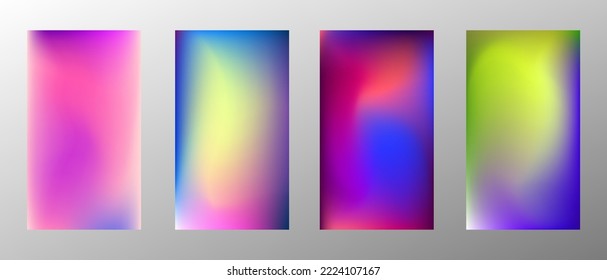 Abstract bright gradient background. Set of 4 backgrounds. Creative modern vector illustration. Holographic spectrum for coating.