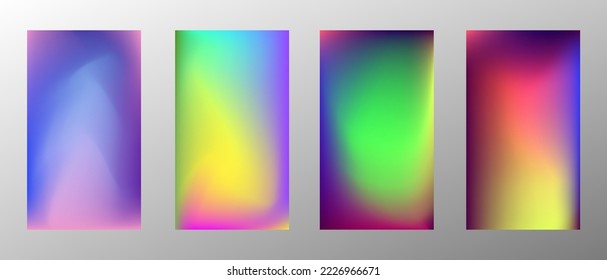 Abstract bright gradient background. Set of 4 backgrounds. Creative modern vector illustration. Holographic spectrum for coating.