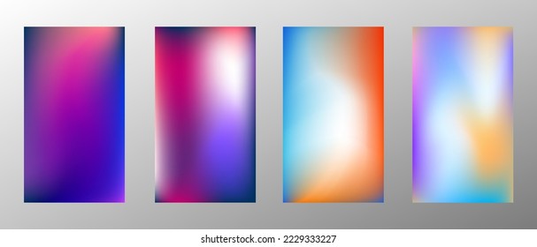 Abstract bright gradient background. Set of 4 backgrounds. Creative modern vector illustration. Holographic spectrum for coating.