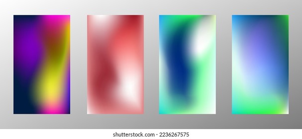 Abstract bright gradient background. Set of 4 backgrounds. Creative modern vector illustration. Holographic spectrum for coating.