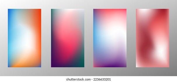 Abstract bright gradient background. Set of 4 backgrounds. Creative modern vector illustration. Holographic spectrum for coating.