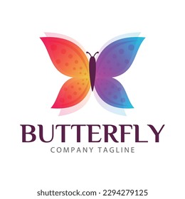 Abstract bright gradient butterfly vector logotype. Universal 3d beauty salon, cosmetics, resort symbol logo design