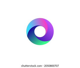 Abstract bright gradient circle vector logotype. Creative 3d ring, letter O, zero icon symbol logo design.