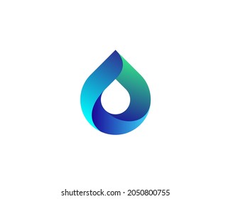 Abstract bright gradient drop logo design template. Universal 3d water, clean, moisture vector sign logotype isolated on white background.