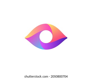 Abstract bright gradient eye vector logotype. Creative 3d optic, vision symbol logo design.