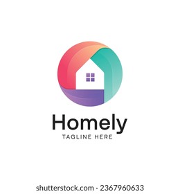 Resumen del diseño del logotipo de la casa de gradiente brillante, del inmueble. Diseño del logotipo de la casa creativa.