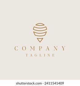 Resumen del diseño del logotipo del pin gradiente brillante. Destino universal 3d, gps, logotipo del símbolo del símbolo del vector de navegación.	
