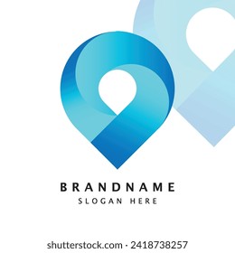 Abstract bright gradient pin logo design. Universal 3d destination, gps, navigation vector sign symbol logotype.