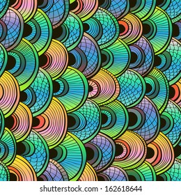 Abstract bright gradient seamless hand drawn background with ornate fish scales. Eps10