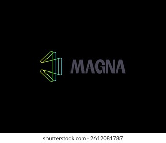 Abstract bright gradient waves linear logo. Creative media science technology vector sign