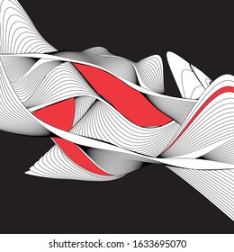 Abstract bright graphic illustration with waves and lines.